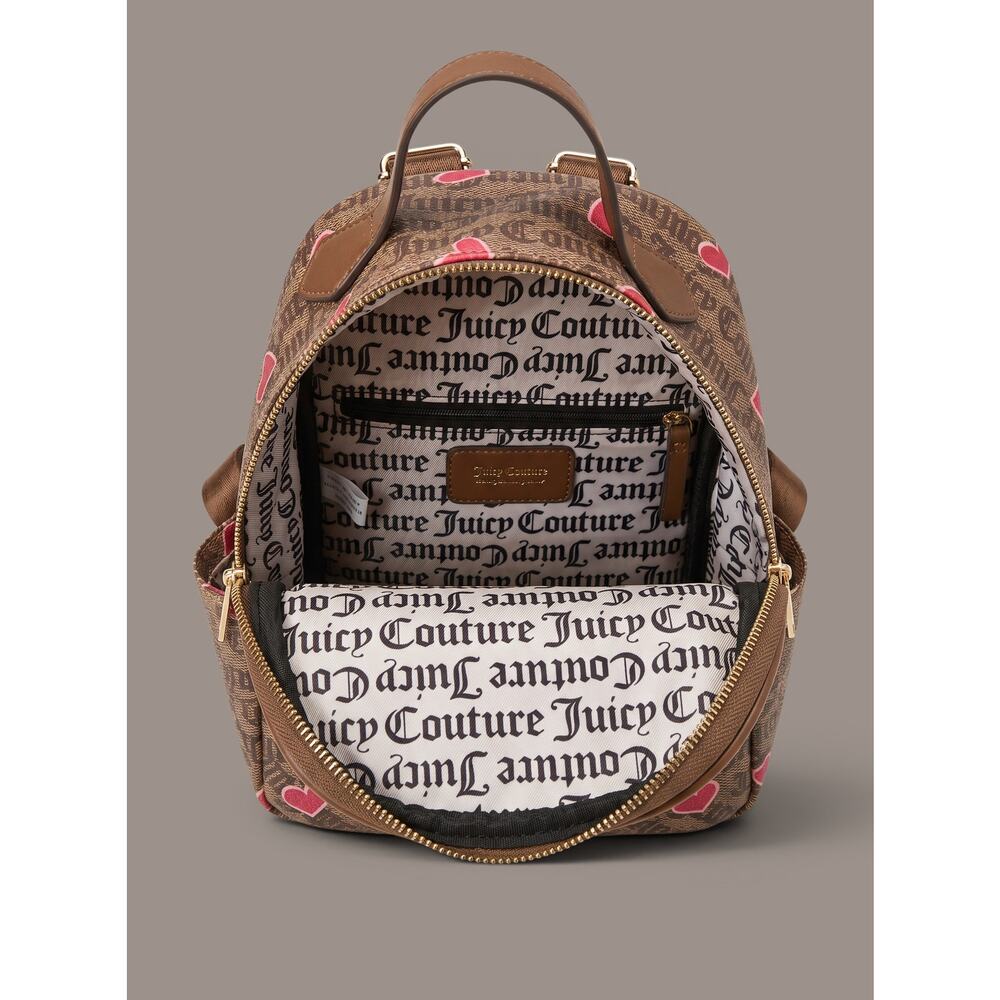Juicy Couture Brown Gothic Monogram Mini Backpack Pink Hearts Y2K image 5